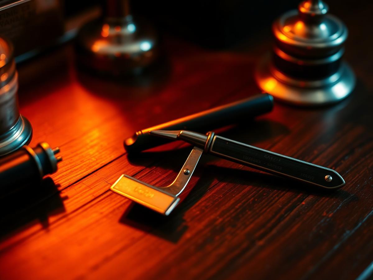 Herramientas de barbería sobre madera